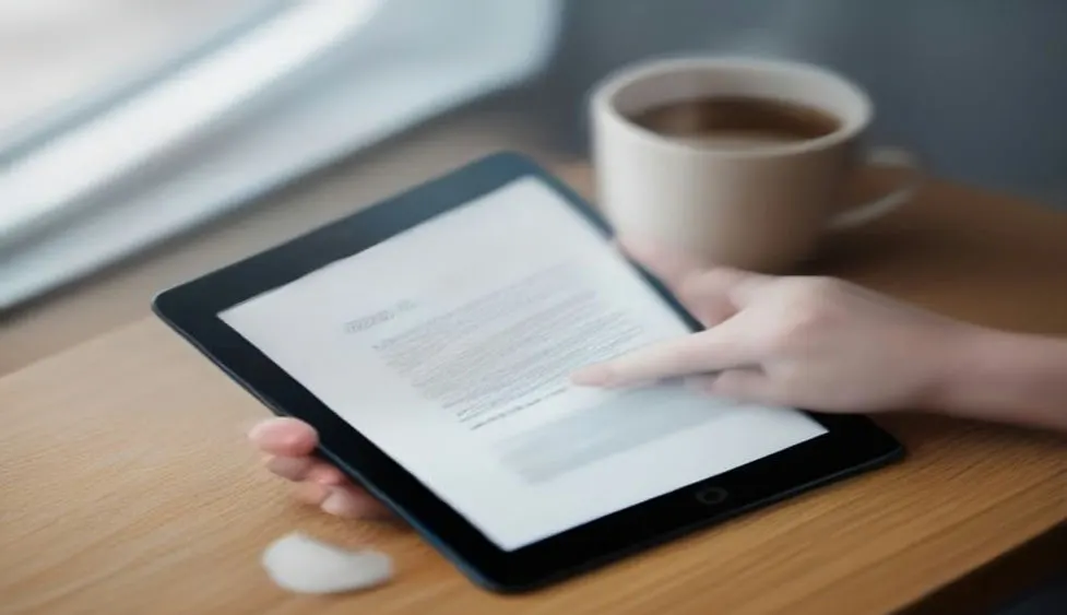 Lecture d'articles SEO sur tablette